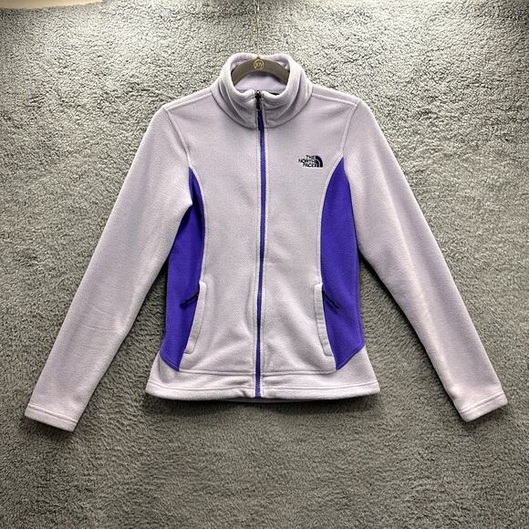 The North Face Women's XS Purple Two Tone Fleece Full Zip Jacket Mock Neck Warm - Picture 2 of 11